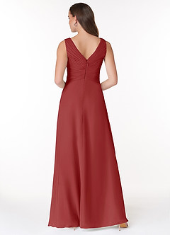 Azazie Flora Bridesmaid Dresses Rust A-Line Pleated Chiffon Dress image2