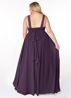 Azazie Kora Bridesmaid Dresses Plum A-Line Pleated Chiffon Dress image2