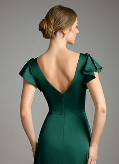 Azazie Omari Bridesmaid Dresses Emerald A-Line Stretch Satin Dress image7