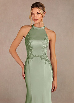 Azazie Tyra Mère de la mariée Robes Robe Sirène en Satin extensible Dentelle Vert Sauge image4