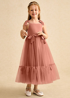 Azazie Jaci Sukienki dla dziewczynek sypiących kwiaty Linia A Pasek spaghetti Szyfon Długość kostki Sukienka image3