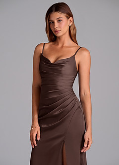 Azazie Claudelle Bridesmaid Dresses Ganache Mermaid Strapless Stretch Satin Dress image2