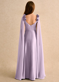 Azazie Rosita Girls Formal Flower Girl Dresses Frosted Lilac A-Line Pleated Matte Satin Dress image2
