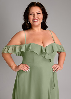 Azazie Lyra Bridesmaid Dresses Pistachio A-Line Chiffon Convertible Dress image17