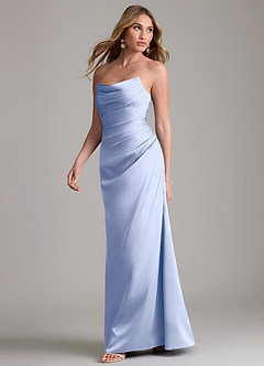 Azazie Lucille Vestidos de damas de honor Vestido de Hielo de Satén Elástico de Corte Sirena Convertible con Sin tirantes image3