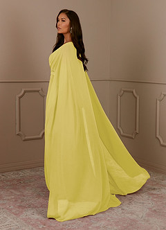 Azazie Isa Kleider für die Brautmutter A-Linie V-Hals Gefaltet Chiffon Kleid Kanarienvogel image3