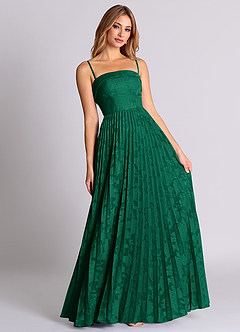 Azazie Mariana Robes de demoiselle d'honneur Robe Trapèze Convertible en Blumen-Burnout Sans bretelles émeraude image7