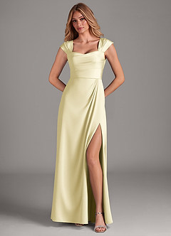 Azazie Laila Bridesmaid Dresses Lemon Sorbet A-Line Sweetheart Neckline Stretch Satin Dress image4