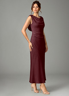 Azazie Kieryn Bridesmaid Dresses Sangria Mermaid Pleated Stretch Satin Dress image3
