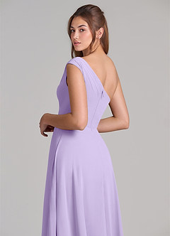 Azazie Melanie Final Sale Lilac A-Line Off the Shoulder Chiffon Dress image2