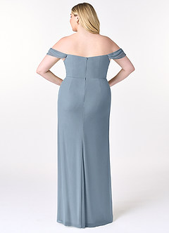 Azazie Tessa Bridesmaid Dresses Dusty Blue Sheath Sweetheart Off-The-Shoulder Mesh Convertible Dress image9
