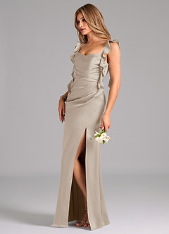 Azazie Jessamine Brautjungfernkleider A-Linie Korsett Stretch-Satin Kleid Frost image5