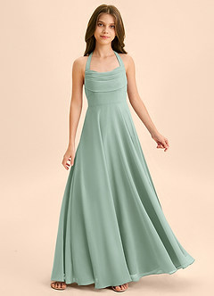 Azazie Kady Junior Agave A-Line Sweetheart Neckline Chiffon Dress image1