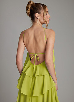 Azazie Deena Bridesmaid Dresses Lemongrass A-Line Ruched Chiffon Dress image6