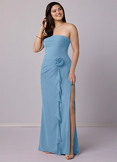 Barbie ♥ Azazie Bridesmaid Dresses Steel Blue Sheath Strapless Chiffon Convertible Dress image7