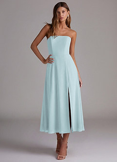 Azazie Wren Bridesmaid Dresses Mist A-Line Strapless Chiffon Dress image4