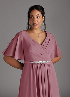 Azazie Tricia Mother of the Bride Dresses Vintage Mauve A-Line V-Neck Pleated Chiffon Dress image9