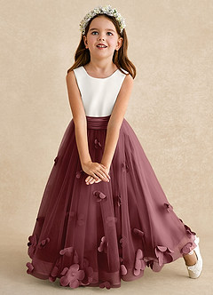 Azazie Vi Flower Girl Dresses Desert Rose A-Line Sleeveless Tulle Dress image6