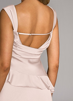Azazie Sloane Bridesmaid Dresses Blushing Pink A-Line Sweetheart Neckline Stretch Satin Dress image6