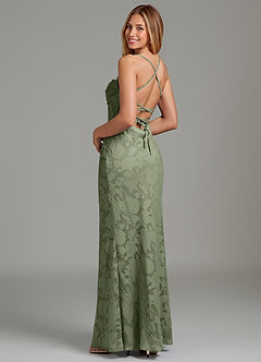 Azazie Ola Bridesmaid Dresses Pistachio Mermaid Corset Floral Burnout Dress image2