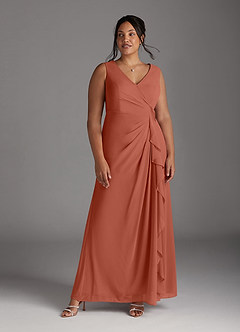 Azazie Manuella Vestidos para mãe da noiva Vestido Argila de Chiffon de Linha A com Decote em V Plissado image13