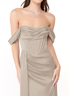 Azazie Amyra Vestidos de damas de honor Vestido de Escarcha de Satén Elástico de Corte Sirena Convertible con Vestidos sin tirantes image7