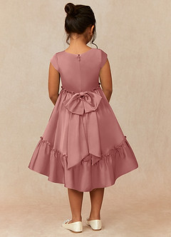 Azazie Lee Flower Girl Dresses Rosette A-Line Bow Stretch Satin Dress image2