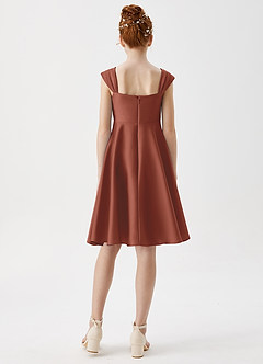 Azazie Amira Junior Auburn A-Line Pleated Stretch Satin Dress image2