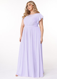 Azazie Daphne Modest Bridesmaid Dresses A-Line Ruffled Chiffon Floor-Length Dress image8