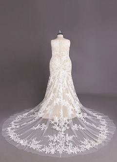 Azazie Judith Vestidos de novia Vestido de Blanco Diamante Champán de Tul de Corte Sirena con Lentejuela image11