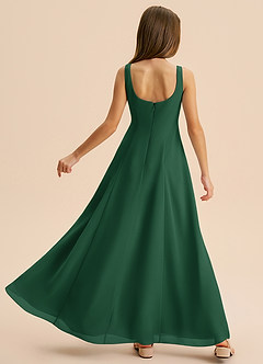 Azazie Lambie Junior Abito A-Line in Chiffon Plissettato Verde Scuro image8