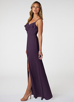 Azazie Natalia Bridesmaid Dresses Plum A-Line Chiffon Dress image3