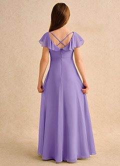 Azazie Nari Girls Formal Flower Girl Dresses Tahiti A-Line with Sleeves Chiffon Dress image7