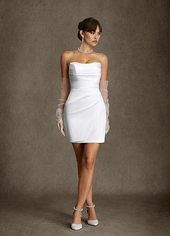 Azazie Erica Wedding Dresses Diamond White Sheath Stretch Satin Dress image8