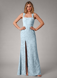 Azazie Luci Bridesmaid Dresses Sky Blue Mermaid Pleated Floral Burnout Convertible Dress image5