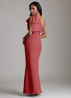 Azazie Yuanna Bridesmaid Dresses Rust Mermaid One Shoulder Chiffon Dress image2