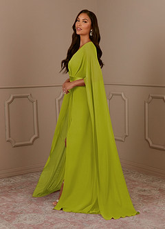 Azazie Isa Mère de la mariée Robes Robe Trapèze en Mousseline de soie Col V plissé Citronnelle image2