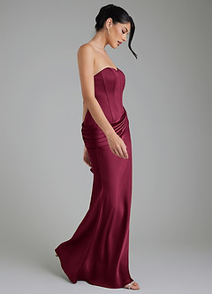 Azazie Draya Robes de demoiselle d'honneur Robe Sirène en Satin extensible Bustier Bourgogne image6