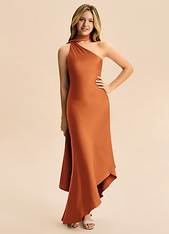 Azazie Briony Junior Etui Plissee Stretch-Satin Kleid Kanel image3