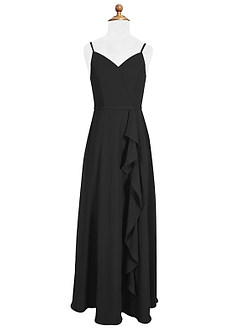 Azazie Naeem Junior Black A-Line Ruched Chiffon Dress image4
