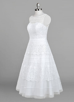 Azazie Azul Wedding Dresses Diamond White A-Line Sweetheart Lace Tulle Dress image10