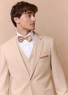 front Matte Satin Bow Tie and Pocket Square Set