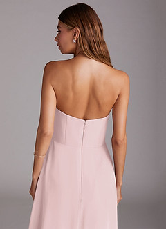 Azazie Wren Bridesmaid Dresses Blushing Pink A-Line Side Slit Chiffon Convertible Dress image7