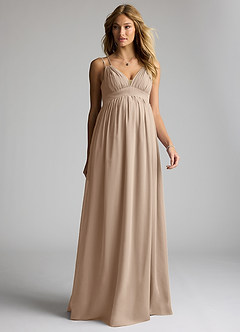 Azazie Emree Vestidos de dama de honra para maternidade Vestido Linha A Comprimento do chão Chiffon image1
