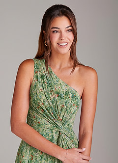 Azazie Brooke Bridesmaid Dresses Meadow Bloom A-Line One Shoulder Chiffon Dress image4