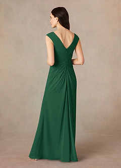 Azazie Sally Mother of the Bride Dresses Dark Green A-Line V-Neck Pleated Chiffon Dress image4