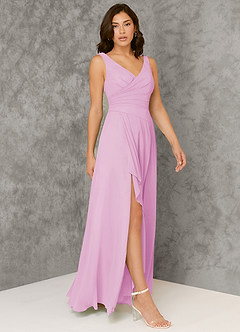 Azazie Kori Bridesmaid Dresses Candy Pink A-Line Pleated Chiffon Dress image1