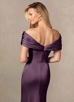 Azazie Auberdeen Mère de la mariée Robes Robe Sirène en Satin extensible Plissée Prune image6