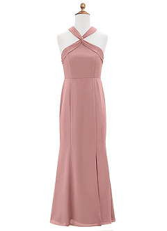 Azazie Rue Junior Dusty Rose Mermaid Side Slit Chiffon Dress image6