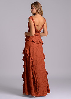 Azazie Sloane Bridesmaid Dresses Auburn A-Line Sweetheart Neckline Floral Burnout Dress image2